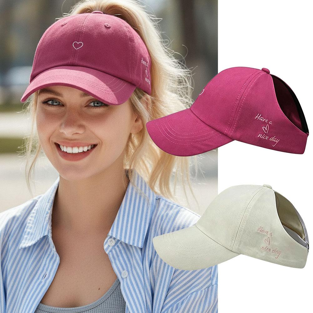Running Gear Hat - 刺繍入りラブハートサンバイザーハット女性用女の子用調節可能な空のトップスポーツ野球帽ランニングゴルフテニスカジュアル用