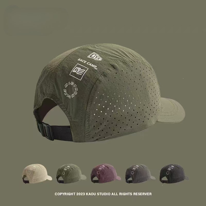 Running Gear Hat - 男女兼用のファッショナブルなアウトドアランニングハット、短いつばとダックビルキャップ付き。