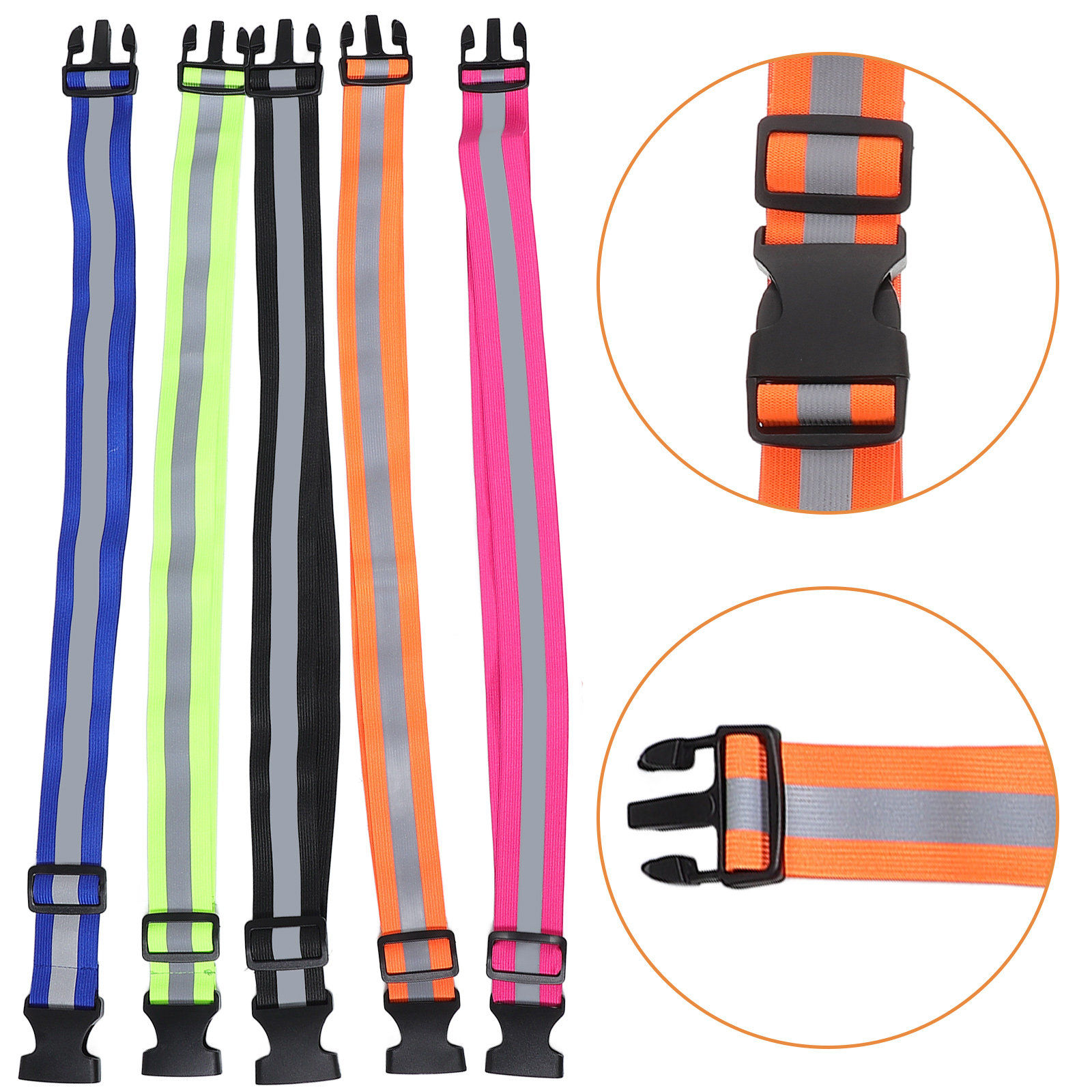Running Visibility Gear - 5個入り 反射性弾性ウエストバンド 高視認性 夜間ランニング サイクリング ウォーキング