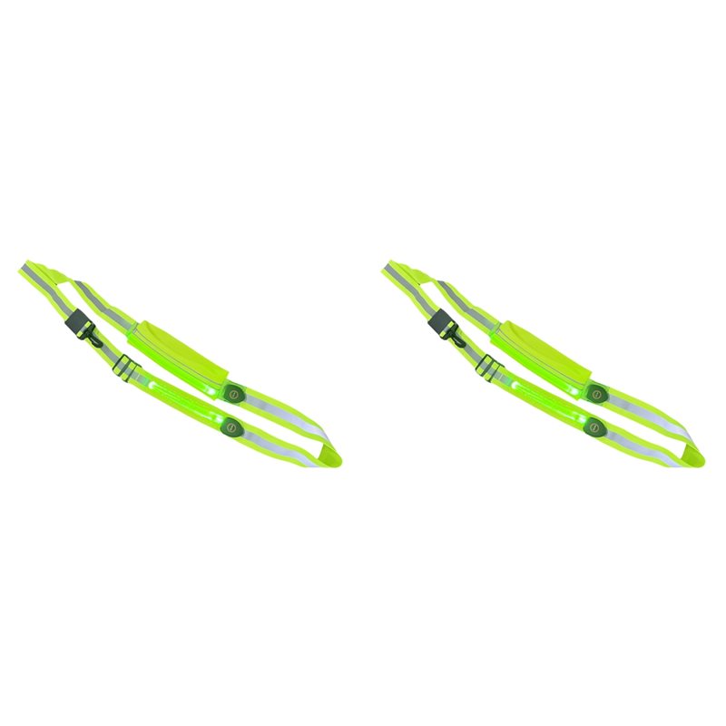 Running Visibility Gear - BTLIFE-2X LED 反射ベルトサッシュ、電話ホルダー付き、高視認性反射ランニングギア充電式ライト
