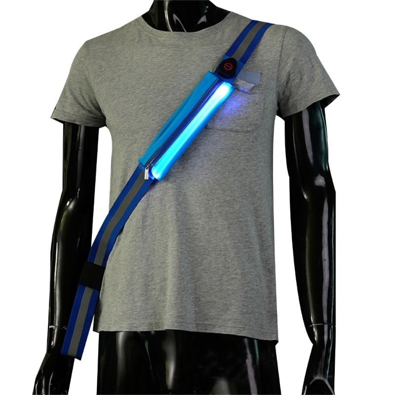 Running Visibility Gear - T3LB 高視認性 LED 反射ベルトサッシュ充電式 LED ライトアップランニングベルト夜間ランニング安全ギア男性女性