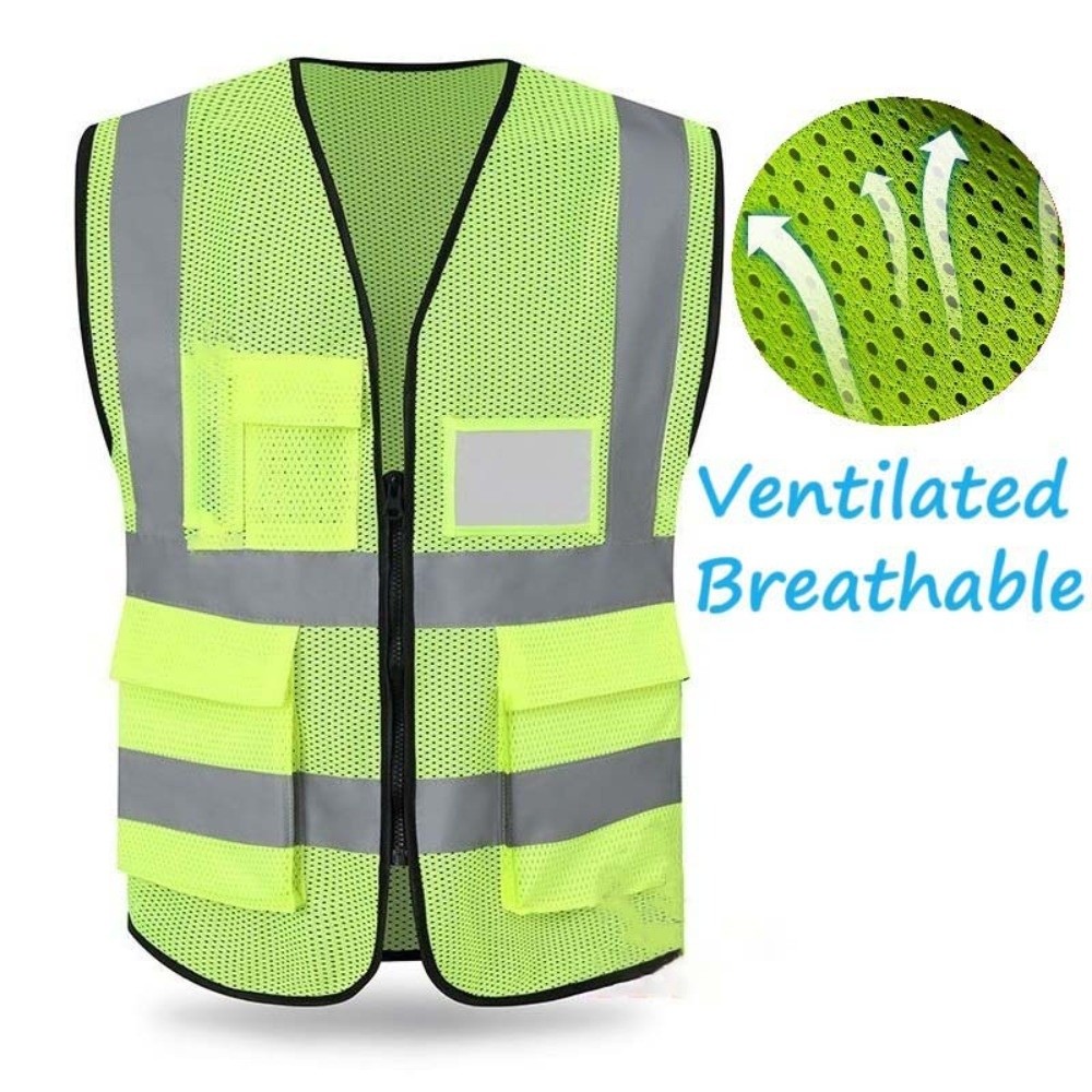 Running Visibility Gear - 高視認性反射ベスト警告用ポケット付き作業服セキュリティ通気性安全ランニングギア