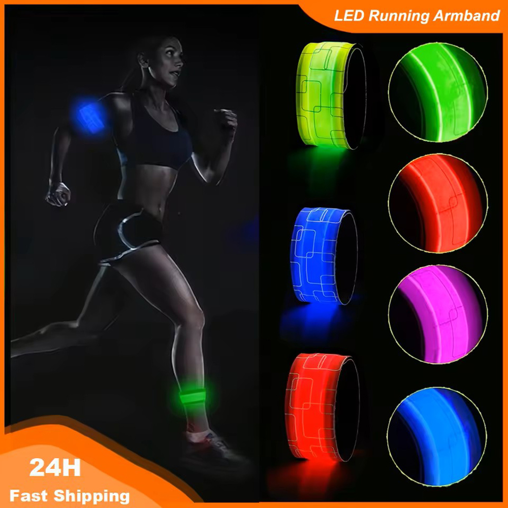 Running Visibility Gear - LEDランニングアームバンド LEDリストバンド サイクリング安全バンド バッテリー付き、ランナー、男性、女性、子供向けの高視認性安全装備