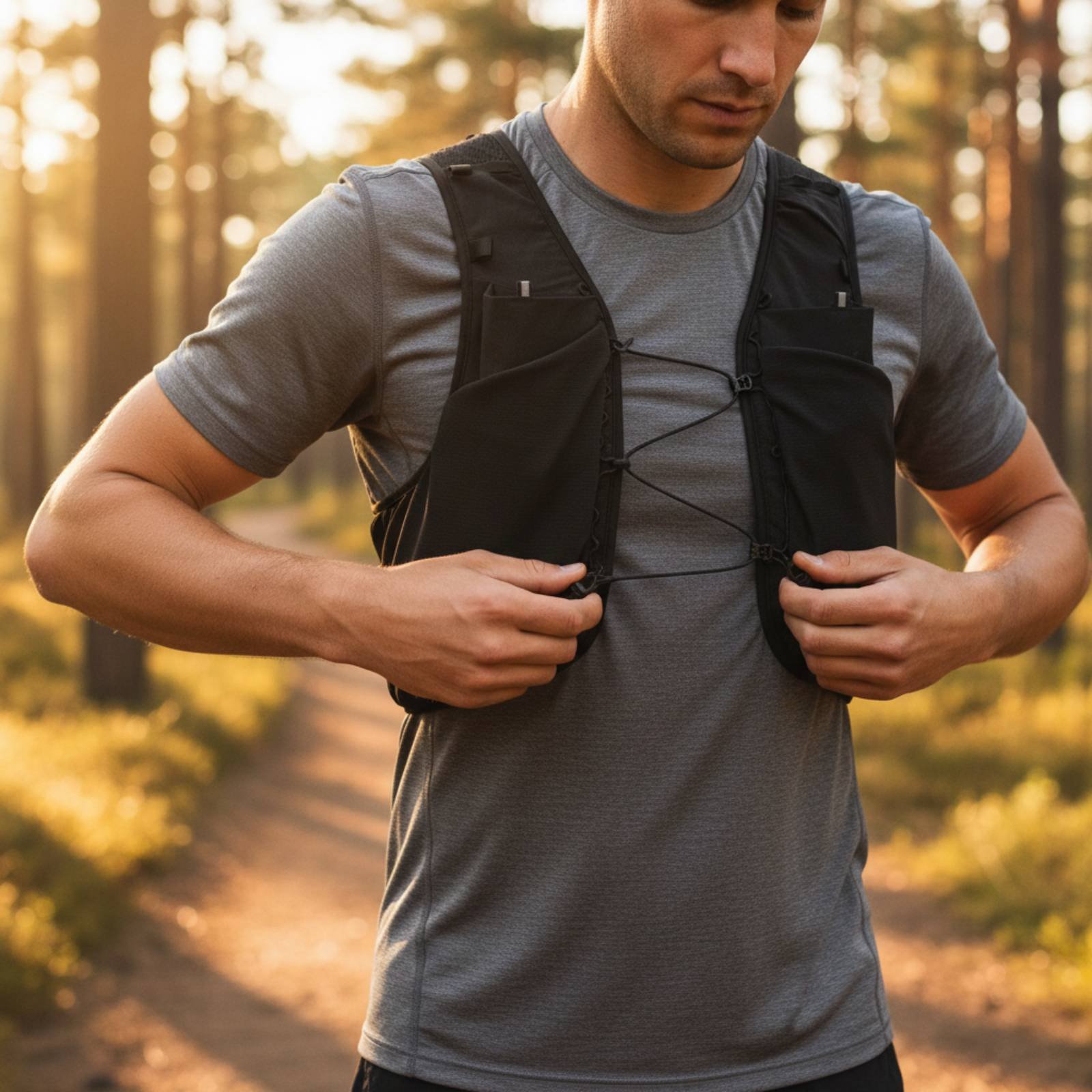 Running Gear Cool - 軽量ランニングベスト 通気性のある軽量トレイルベスト アウトドアギア 調節可能なストラップ 登山用反射材付き