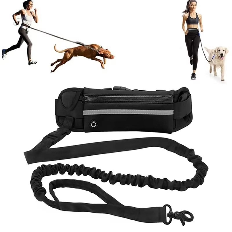 Running Gear Dog - HOMEFISH ハンズフリー犬用リード ペットリード 反射機能付き ウエストバッグ付き 巻き取り式伸縮リード