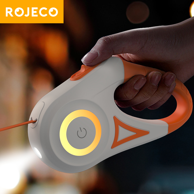 Running Gear Dog - ROJECO 5 メートル自動格納式犬のリード LED 発光リーディングファッションライトストラップ犬子犬ペットフレキシウォーキングランニングリード