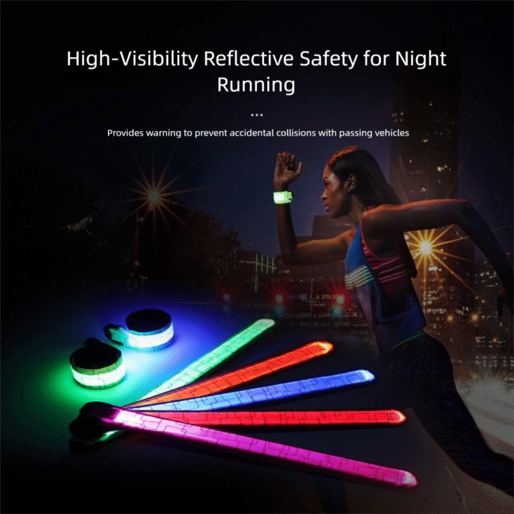 Running Visibility Gear - バッテリースタイルナイトランニングアームバンド 5 色高視認性 LED ライトバンド USB
