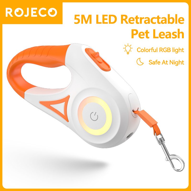 ROJECO 5 メートル自動犬のリード格納式 LED 発光 - Running Gear Dog のレビューと価格
