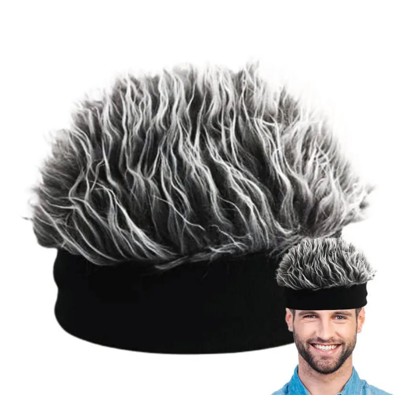 メンズ・レディース用合成ウィッグ、スパイクヘアビーニーキャッ - Running Gear Hat のレビューと価格